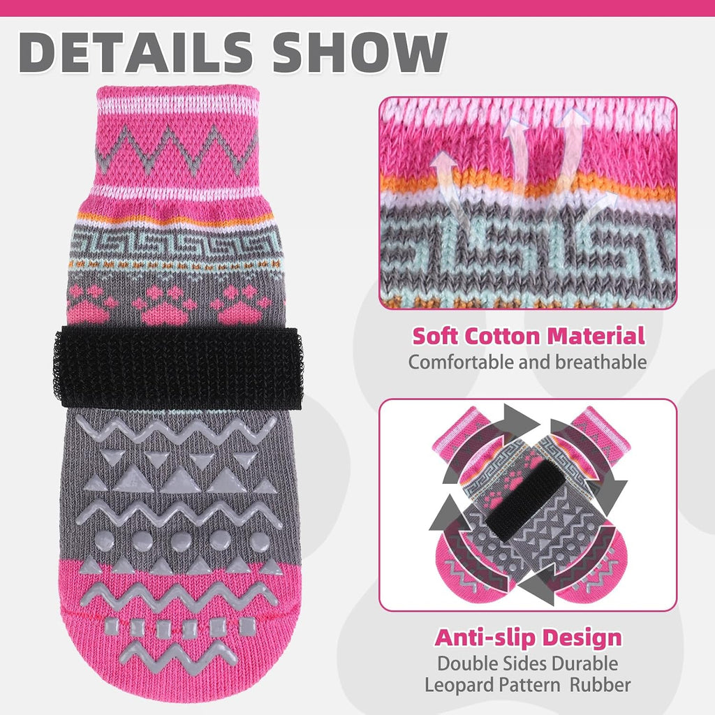 Dog Socks Shoes for Hot Pavement, Breathable & Warm Winter Dog Booties to Prevent Licking Paws for Small Medium Large Senior Dogs,Non Slip Grippy Pet Boots & Paw Protectors for Hardwood Floor