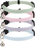 Cat Collar 4pcs Set Safety Breakaway with Bell Kitten 7-11" Multi Pack Cute Girl Boy Pet Basic Adjustable [4pcs] Pinstripe