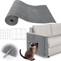 Cat Scratch Furniture Protector - 138" x 17" Trimmable Self-Adhesive Cats Claws Scratch Pads, DIY Cat Climbing Couch Protector for Scratch Post Cat Tree Replacement Indoor (Light Gray)