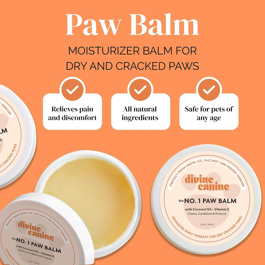 Dog Paw Balm - Paw Wax for Cracked Paws - Lick Safe - 2 oz | Lick-safe dog paw balm & wax with coconut oil, jojoba & vitamin E to soothe cracked paws & shield from hot pavement