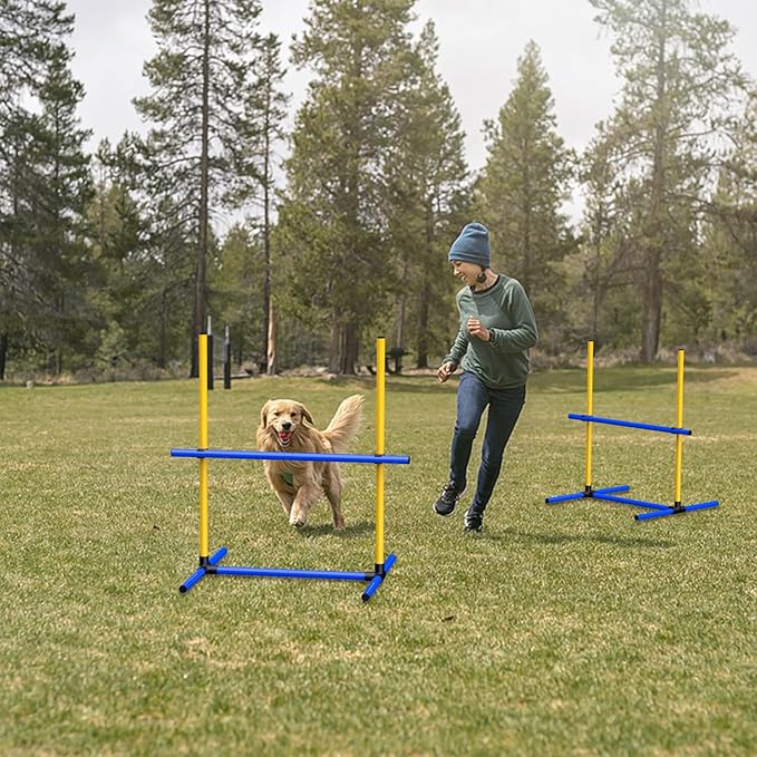 Dog Agility Hurdle Training Set, 2-Sets Jump Bar Equipment for Indoor & Outdoor Backyard Exercise