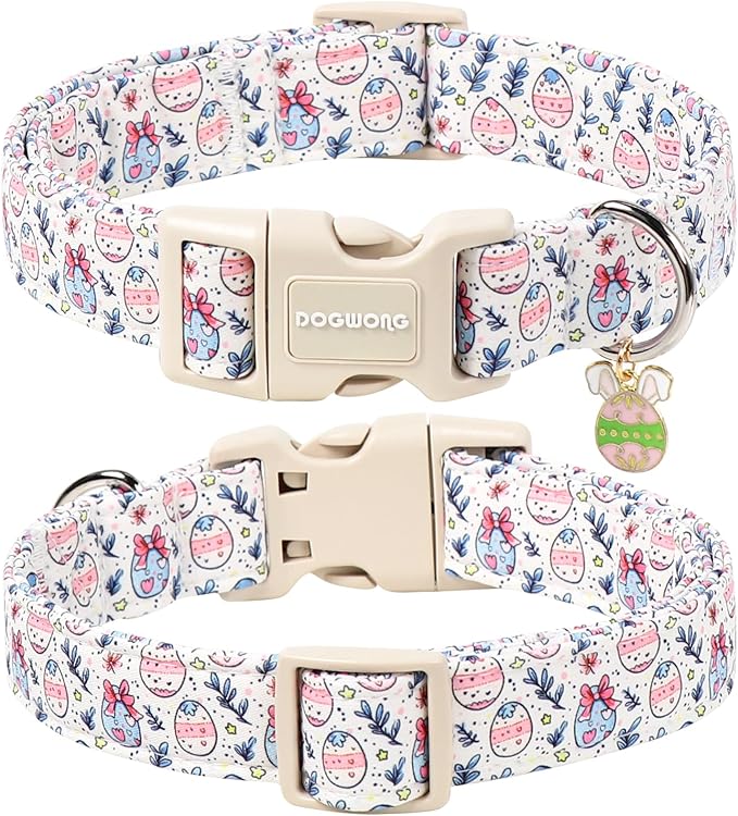 DOGWONG Cute Easter Egg Dog Collar, Adjustable Soft Egg Pet Collar for Small Medium Large Dogs,L Visit The Elegant Little Tail Store