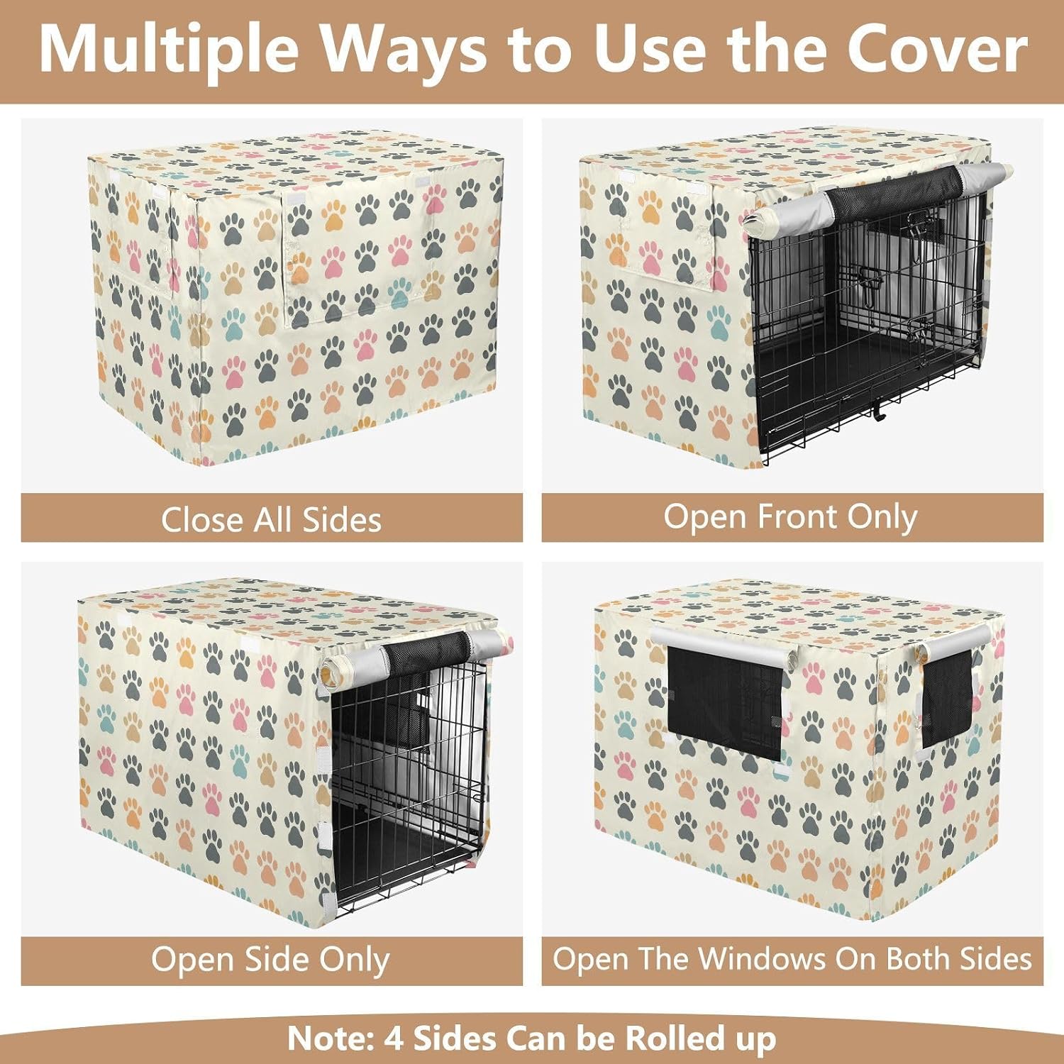 Dog Crate Cover Kennel Cover for Dog Cages Breathable for Wire Cage Indoor Outdoor Color Paw Dots