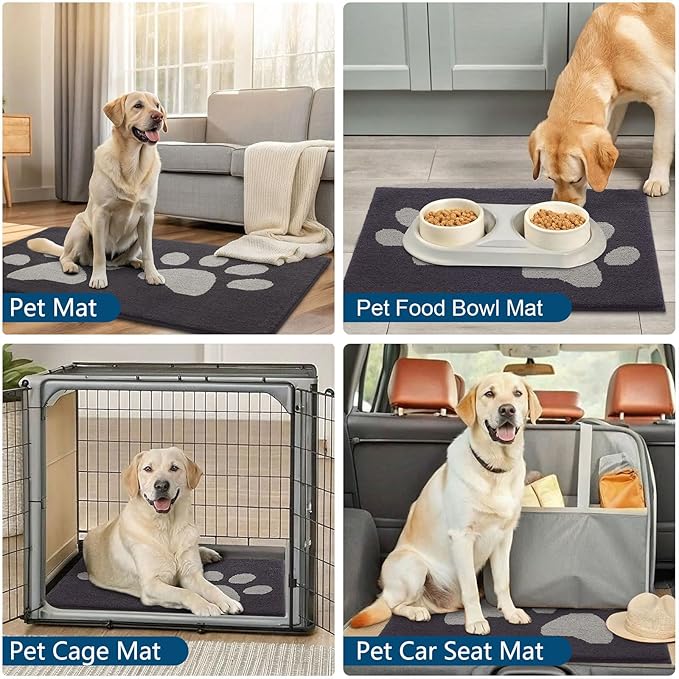Buganda Dog Door Mat for Muddy Paws, Absorbent Dirt Trapper Washable Indoor Doormats, Non Slip Low-Profile Mud Mat for Dogs, Front Entrance Doormat for Inside Floor (40x32 Inches, Dark Grey)