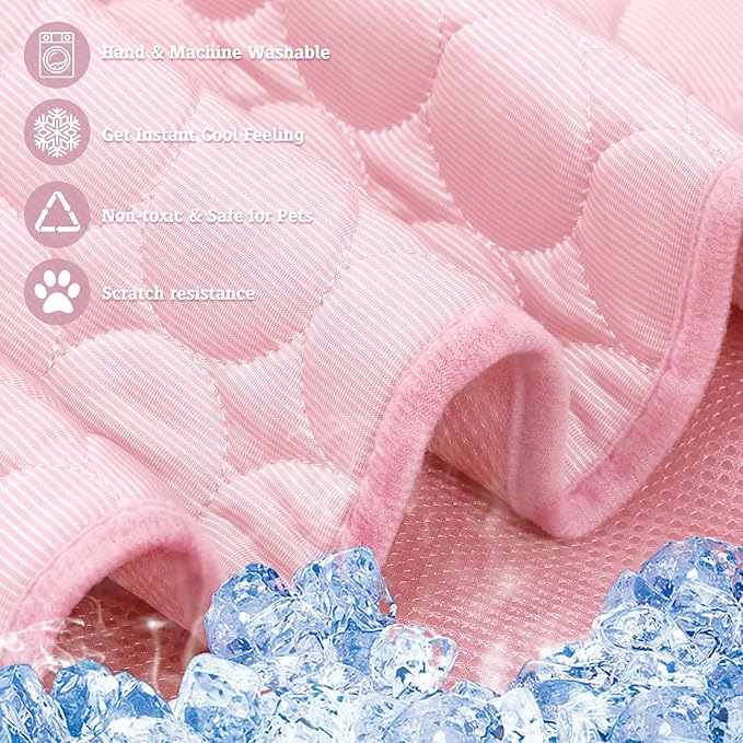 Washable Dog Ice Silk Cooling Mat for Dogs - Self Cooling Pad Blanket for Indoor & Outdoor Car Seats