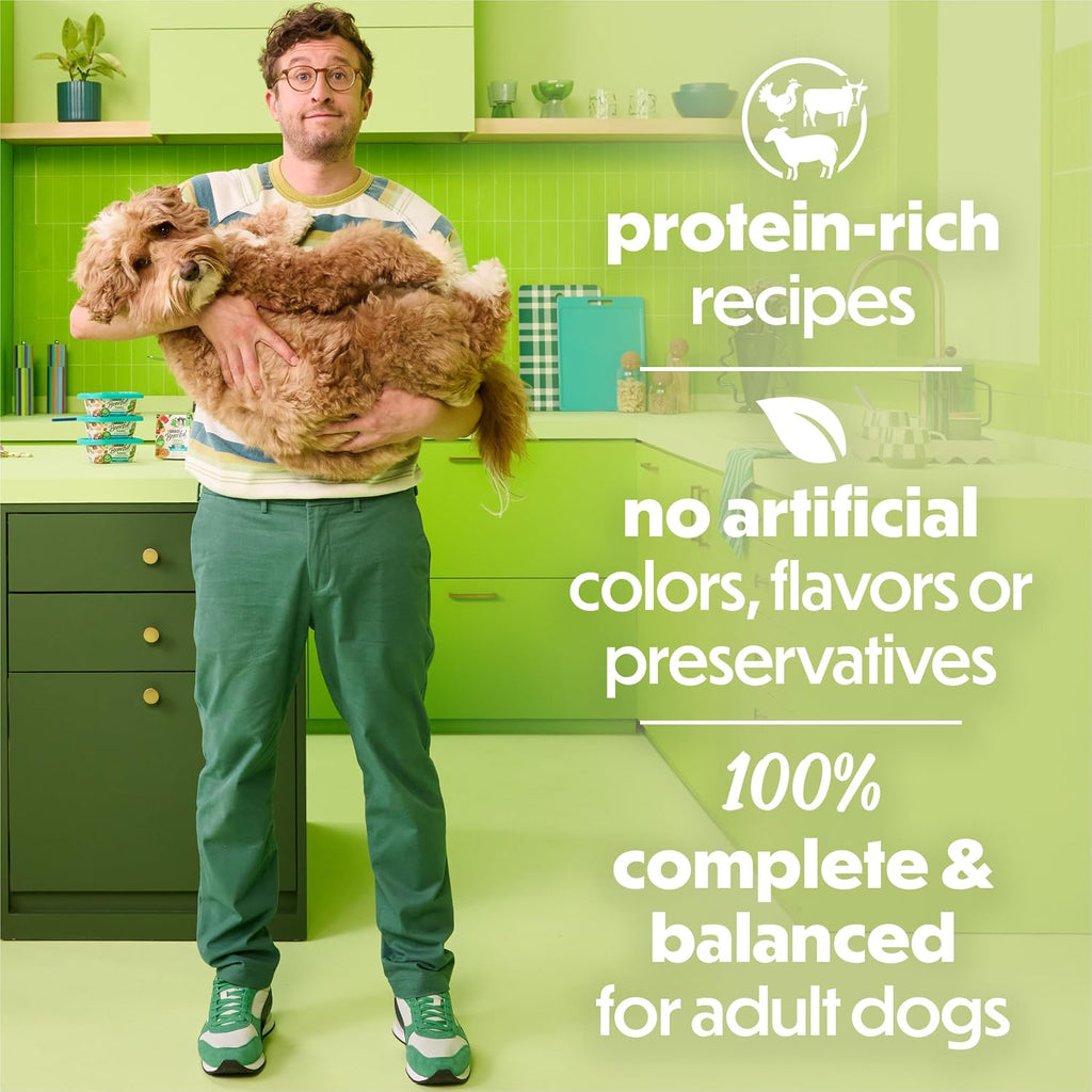Purina Beneful Freshly Prepared Blends Variety Wet Dog Food, (12) 10 oz Tub | Variety pack of beef, chicken and lamb, serve as high protein dog food in gravy or meal topper, resealable tubs