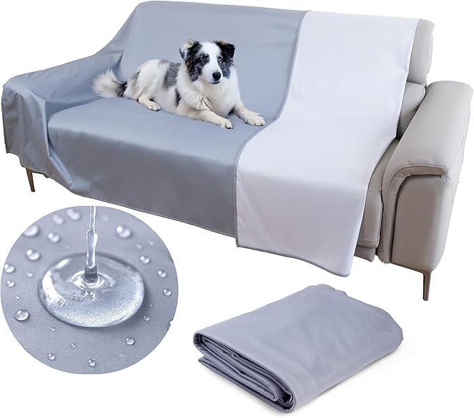 SILLY LEGACY Thin Reversible Waterproof Protective Cover or Liner for Bed or Couch (Twin Size, 90 x 55 inch), for Dogs and Cats, Babies; Incontinence, Dirt, Drool