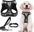 PUPTECK Adjustable Dog Harness Collar and Leash Set Step in No Pull Pet Harness for Small Medium Dogs Puppy and Cats Outdoor Walking Running, Soft Mesh Padded Reflective Vest Harnesses, Black XXS