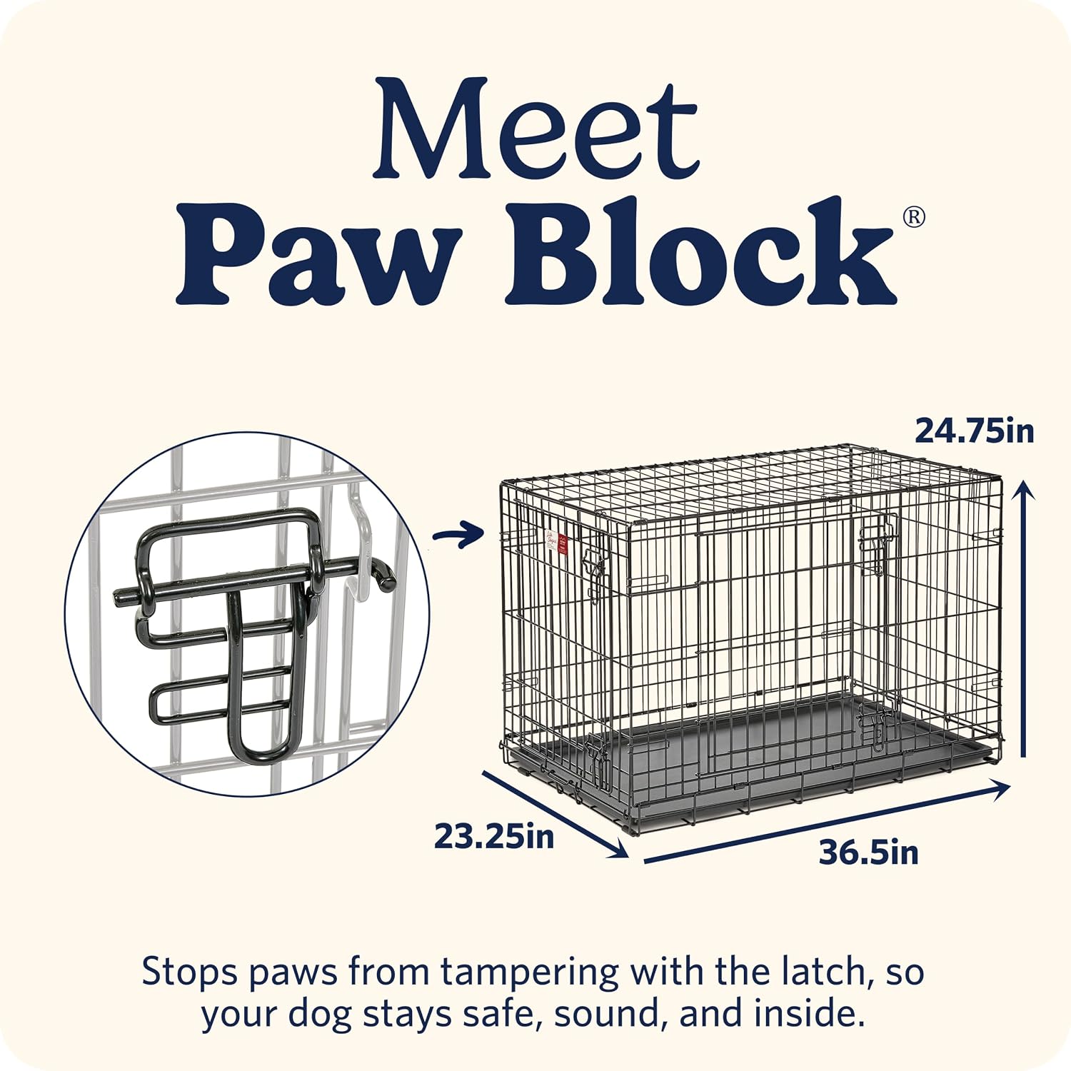 MidWest Homes for Pets Intermediate LifeStages Double Door 36-Inch Folding Dog Crate, Enhanced Security, Includes Leak-Proof Pan, Divider Panel, Handle, Rubber Feet