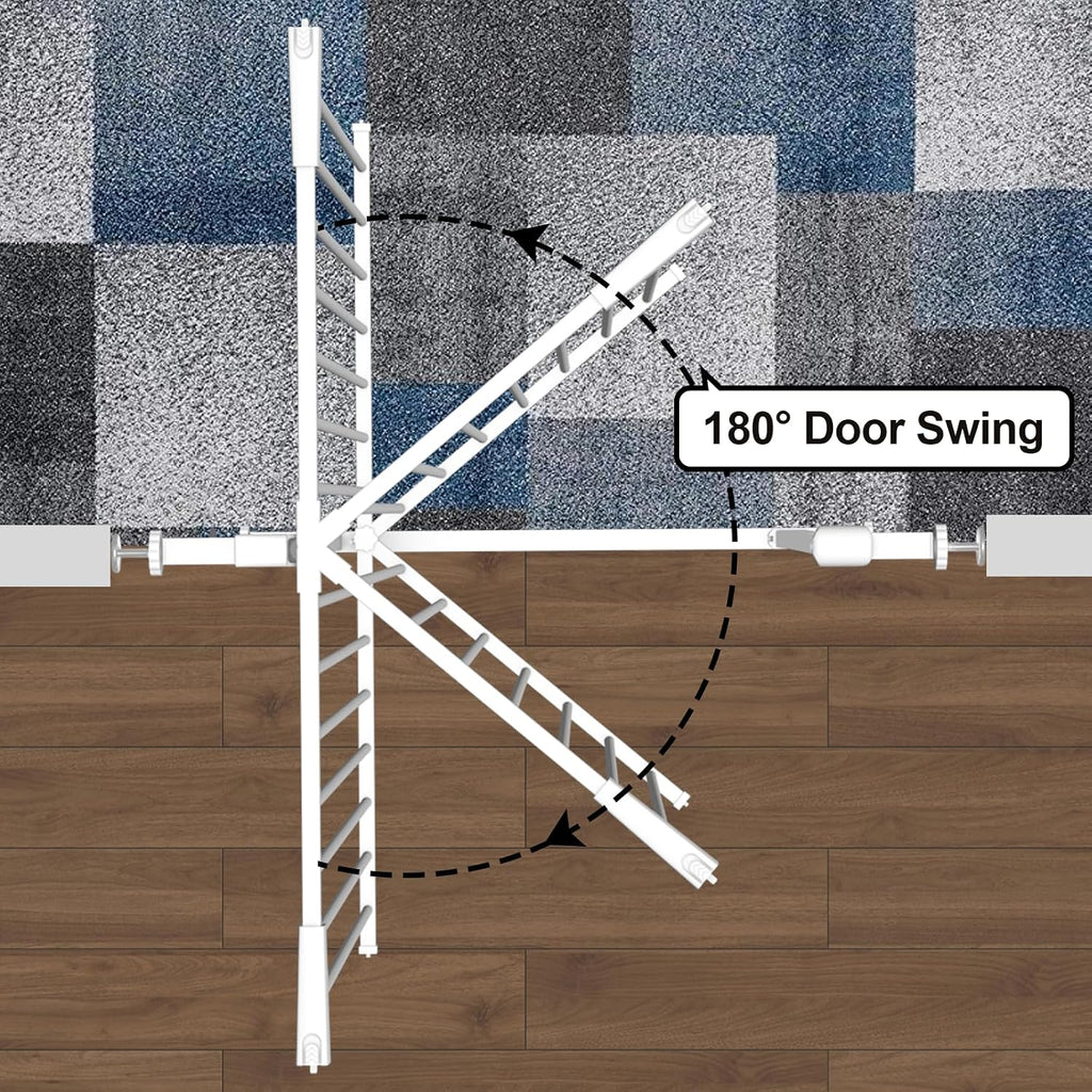 Extra Tall Baby and Dog Gate, 40.55" H, 57.48"-73.62" W, White | Extra tall baby and dog gate with pressure mount, auto close, stay-open function, dual lock and one-hand adult access.