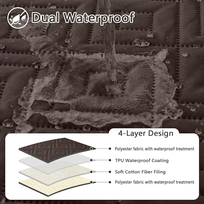 hyha Waterproof Dog Blanket, Soft Dog Bed Cover Pet Blankets, Waterproof Sofa Couch Cover for Dogs Washable, Reversible Pet Couch Covers for Sofa Furniture (30x53 Inch, Chocolate/Beige)