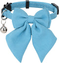 Cat Collar with Bow Tie Bell Breakaway Kitten Small Pet Safety Solid Wedding Basic Pure Color Suede Soft Adjustable Sailor Bow-[1pc] Blue