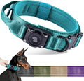 2025 Upgrade Waterproof AirTag Dog Collar, Military Tactical Dog Collar with AirTag Holder, Comfortable Control Handle and Metal Buckle, GPS Dog Collar Holder for Medium to Large Dogs (Blue, XL)