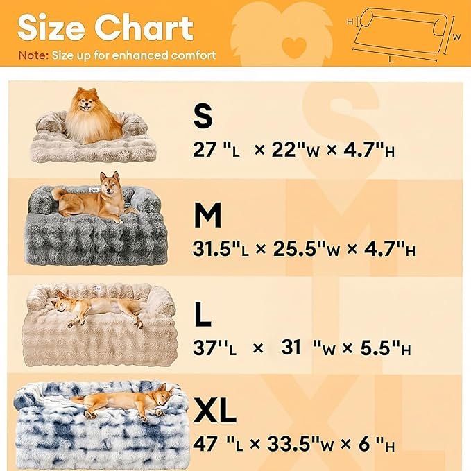 FUNNY FUZZY Pet Fluffy Fuzzy Calming Dog Couch Bed Sofa Protector Washable Pets Mat for Large Medium Small Dogs and Cats (Tie-dye Grey, 37"×31"×5.5")