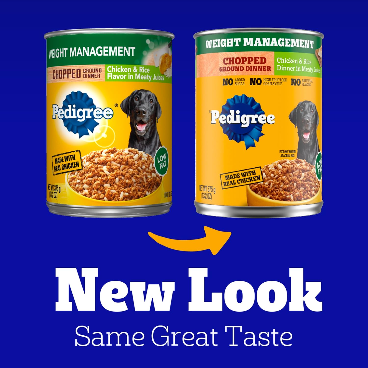 Pedigree Chopped Weight Management Wet Dog Food, Chicken, 13.2oz, 12 Count | Real chicken #1 ingredient, low fat, 100% complete & balanced, made in USA, use as topper or serve alone, low fat