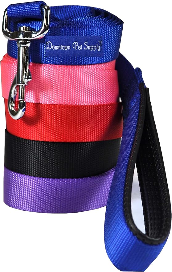 Downtown Pet Supply 6ft Heavy-Duty Dog Leash - Padded Comfort Handle & Stainless Steel Fastener - 0.5in Wide Purple Leash