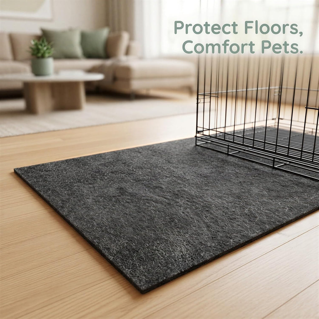 Dog Crate Mat, Dark Gray Rectangular Kennel Mat for Crates, Under Dog Crate Mat Floor Protector, Washable Reusable Felt Pet Pad for Cage Bottom, Indoor Floor Protection for Most Kennels