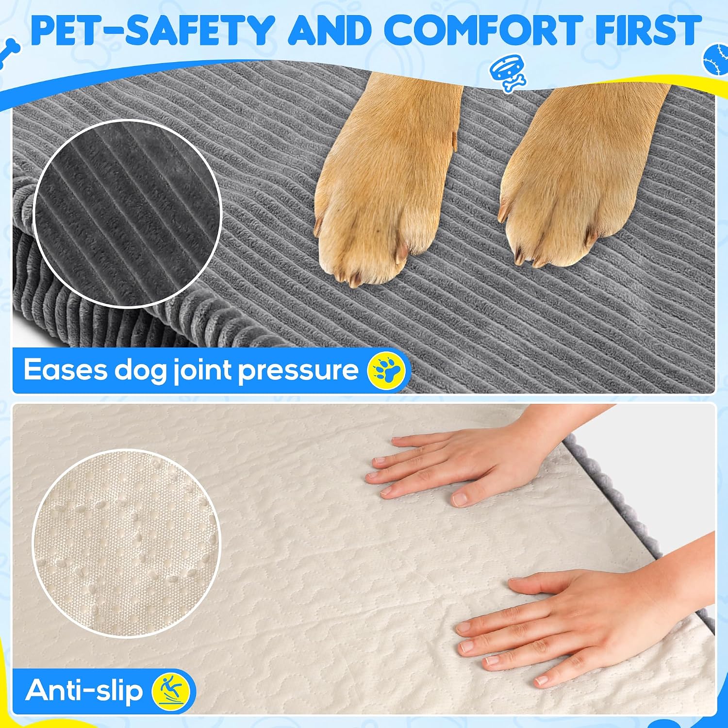 Loiion Dog Car Bed, Non-Slip Backseat Extender Pet Mat 56"x28.7"x2" | Removable, Washable Dog Bed With Waterproof Liner Protects Car Seats, Anti-Slip Travel Bed For Dogs