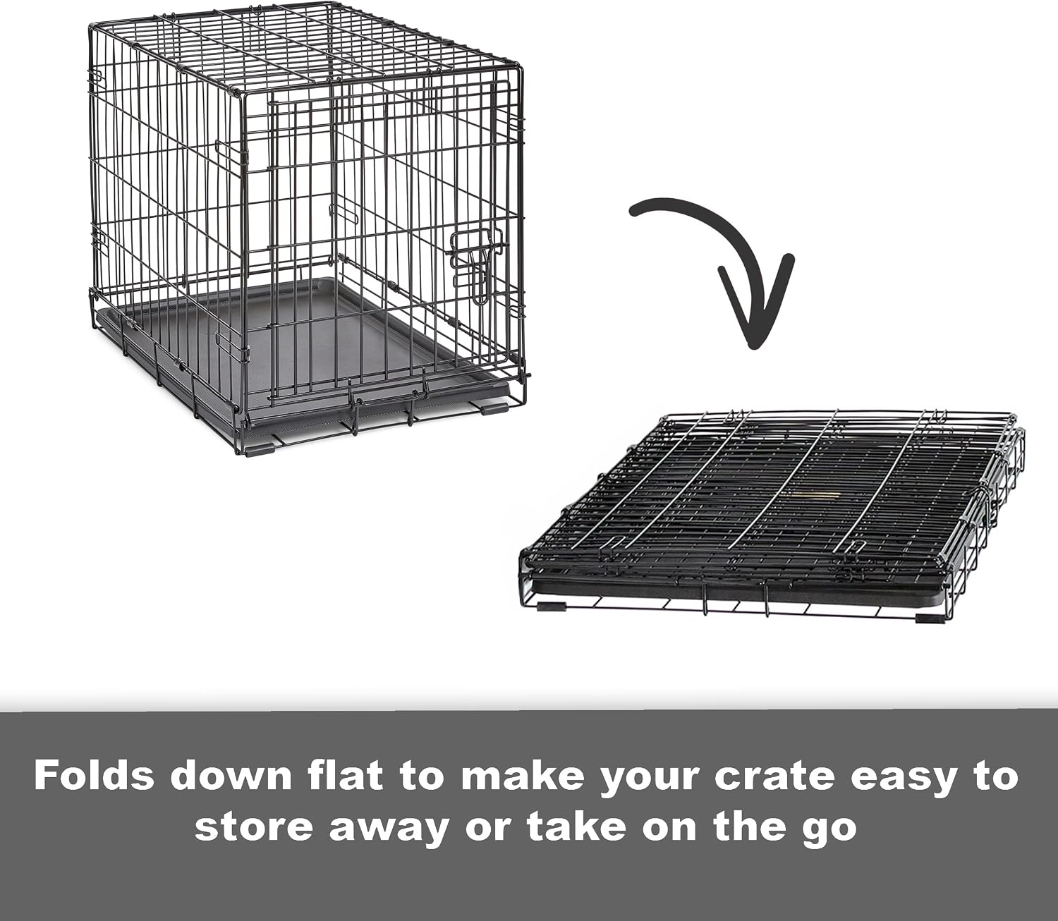 Midwest Homes for Pets 42-Inch New World Crate for Large Breeds, 71-90 lbs, Single Door Folding Dog Crate, Leak-Proof Tray & Secure Latch, Portable, Durable & Easy to Assemble