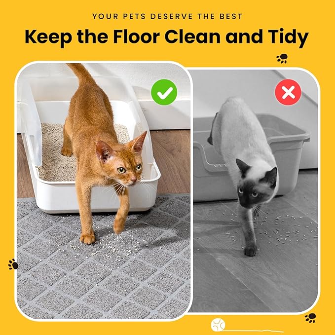 Cat Litter Mat Litter Trapping Mat, 30" x 20" Premium Durable PVC Grid Mesh with Scatter Control, Non-Slip, Less Waste Cat Litter Box Mat, Soft on Kitty’s Paws, Urine Waterproof
