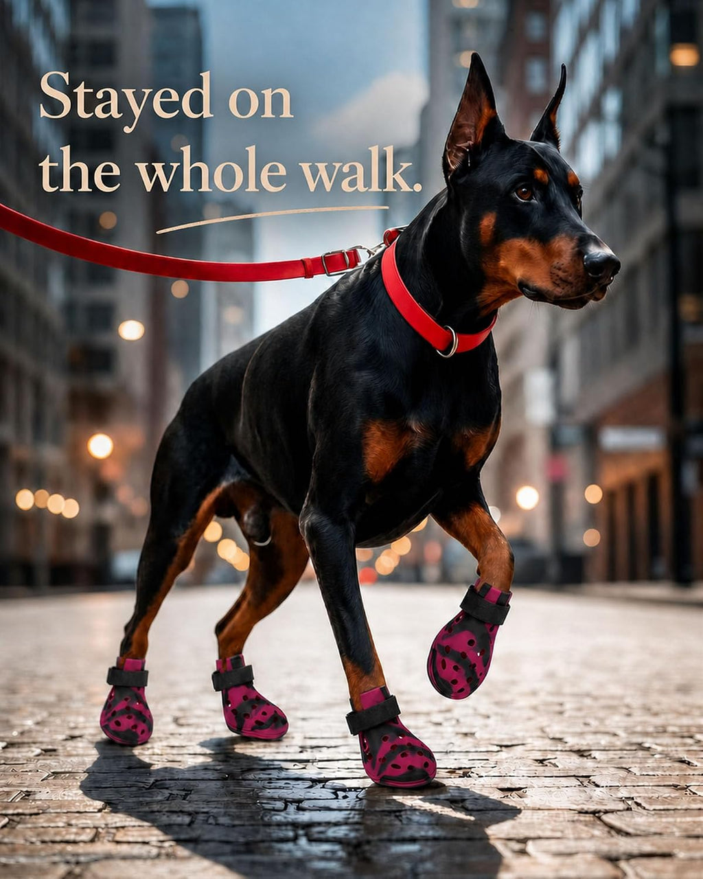 Dog Shoes for Hot Pavement and Snow, Silicone Dog Booties for Small Medium Large Dogs, Waterproof Paw Protectors- Non-Slip, Adjustable Straps, Dog Boots for Beach/Rain/Hiking (Black Pink, L)