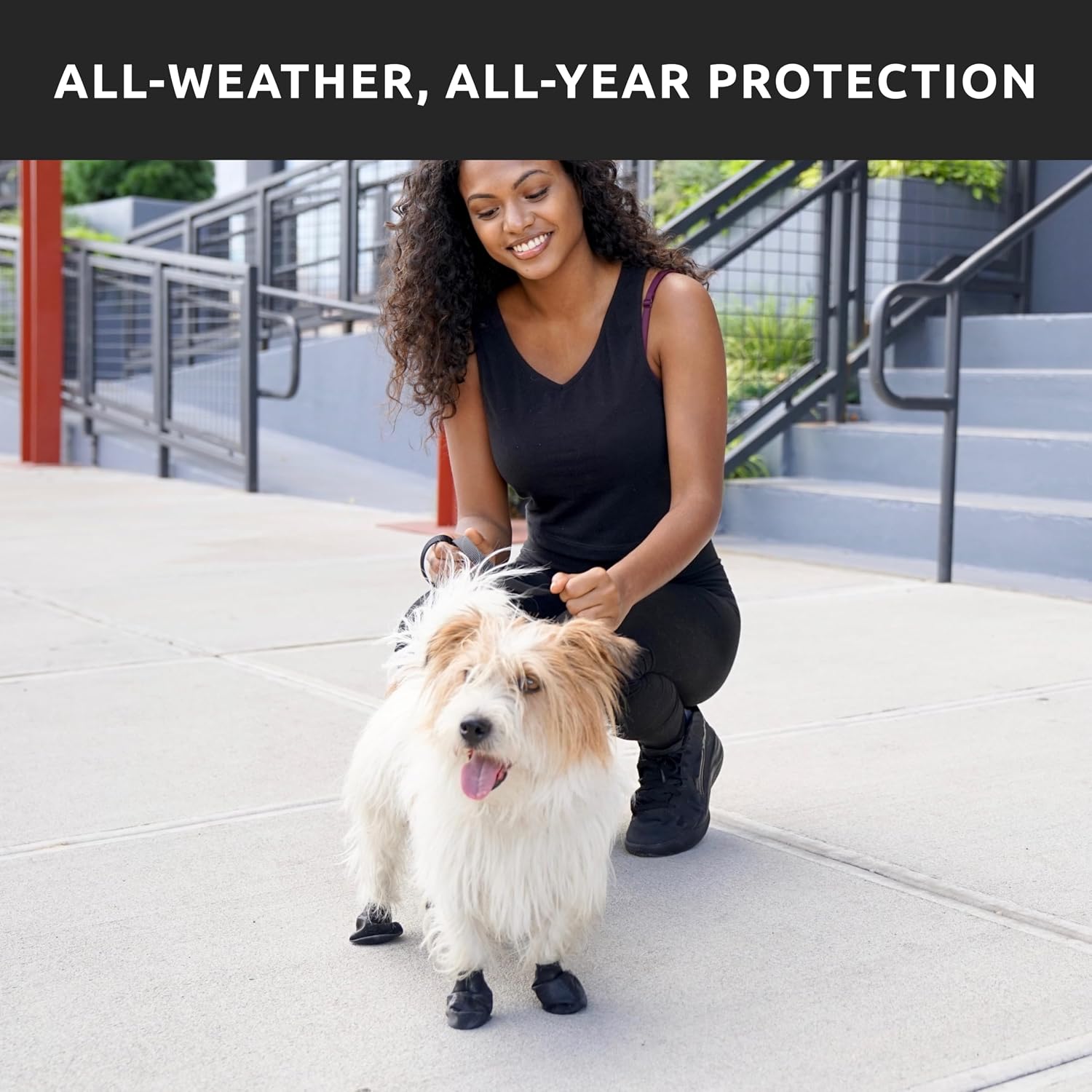 PawZ Rubber Dog Boots for Paws up to 2", 24 Total (2 Packs of 12) - All-Weather Booties for Hot Pavement, Snow, Mud, and Rain - Waterproof, Anti Slip Dog Socks - X-Small, Black