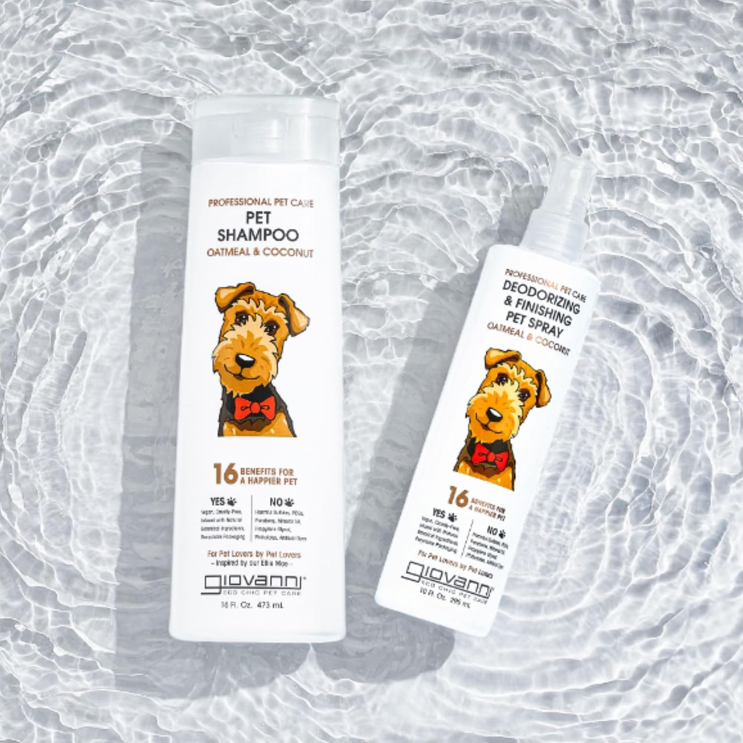 GIOVANNI Professional 2-in-1 Pet Shampoo & Conditioner, Dogs & Cats, 16 oz | Oatmeal & Coconut, Helps Neutralize Odors, Deeply Cleanses, Silkens, Controls Static