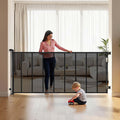 VEVOR Retractable Baby Gate, Extends to 202.7 inch Extra Wide, 39 inch Tall, with Reinforced Fiberglass Strips, Avoids Crawling Through, Mesh Dog Gate for Decks, Doorways, Garages, Indoor, Black