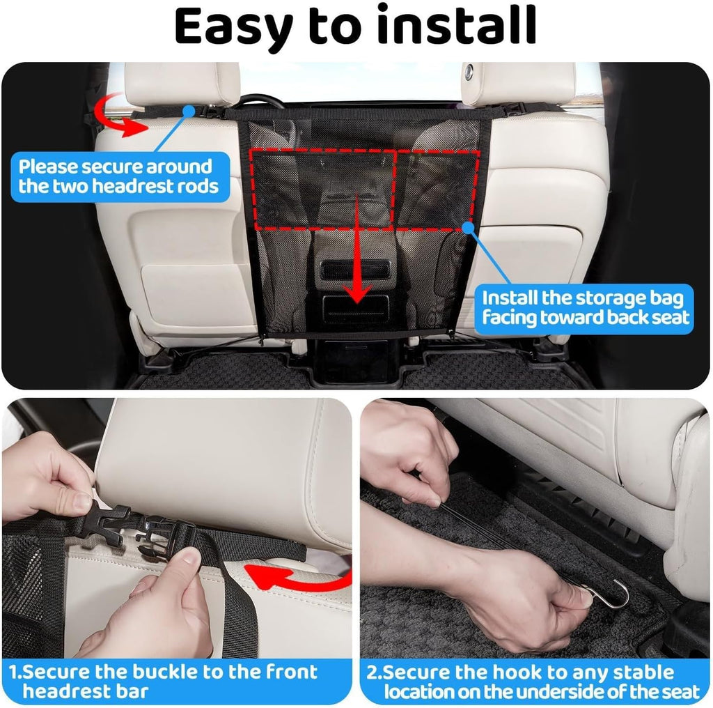 Dog Car Barrier for Dodge Ram 1500/2500/3500 Crew Cab 2013-2018 | Scratch-Resistant Double-Layer Net with Golden Protection Size & Tension System to Stop Distractions
