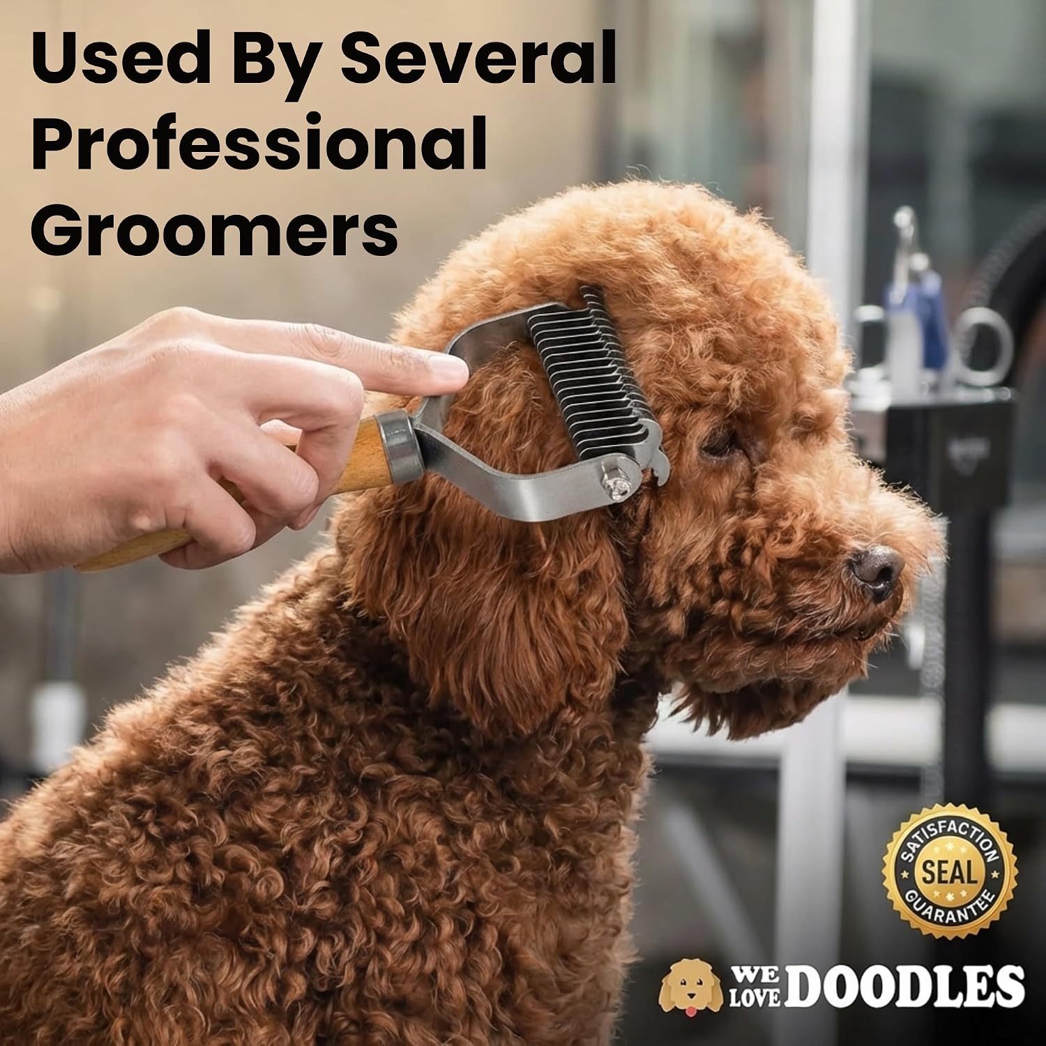 Dematting Comb for Dogs, Undercoat Rake Grooming Tool For Matted Pet Hair | Best Dematting Brush For Doodles & Poodles, Detangling De Matted Hair, Tool For Removing Shedding Fur, Cat Deshedder Brushes