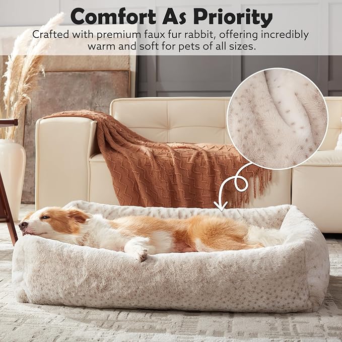 JOEJOY XL Dog Beds Large Sized Dog, Washable Orthopedic Premium Soft Corduroy Fleece Pet Bed with Removable Zipper Cover, Cute Calming Puppy Bed with Non Skid Bottom