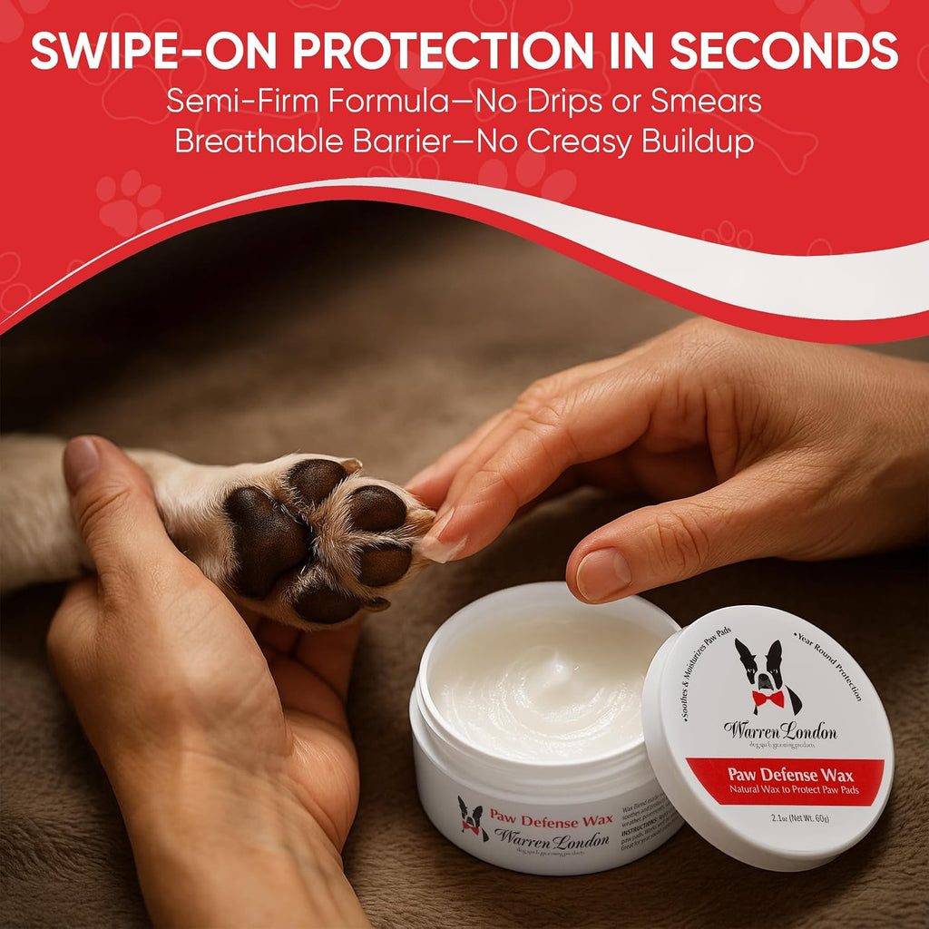 Warren London Paw Defense Wax | All-Season Dog Paw Balm with Beeswax, Aloe & Vitamin E | Shields Pads from Hot Pavement, Ice & Rough Terrain | Soothes Dry, Cracked Paws | Made in USA
