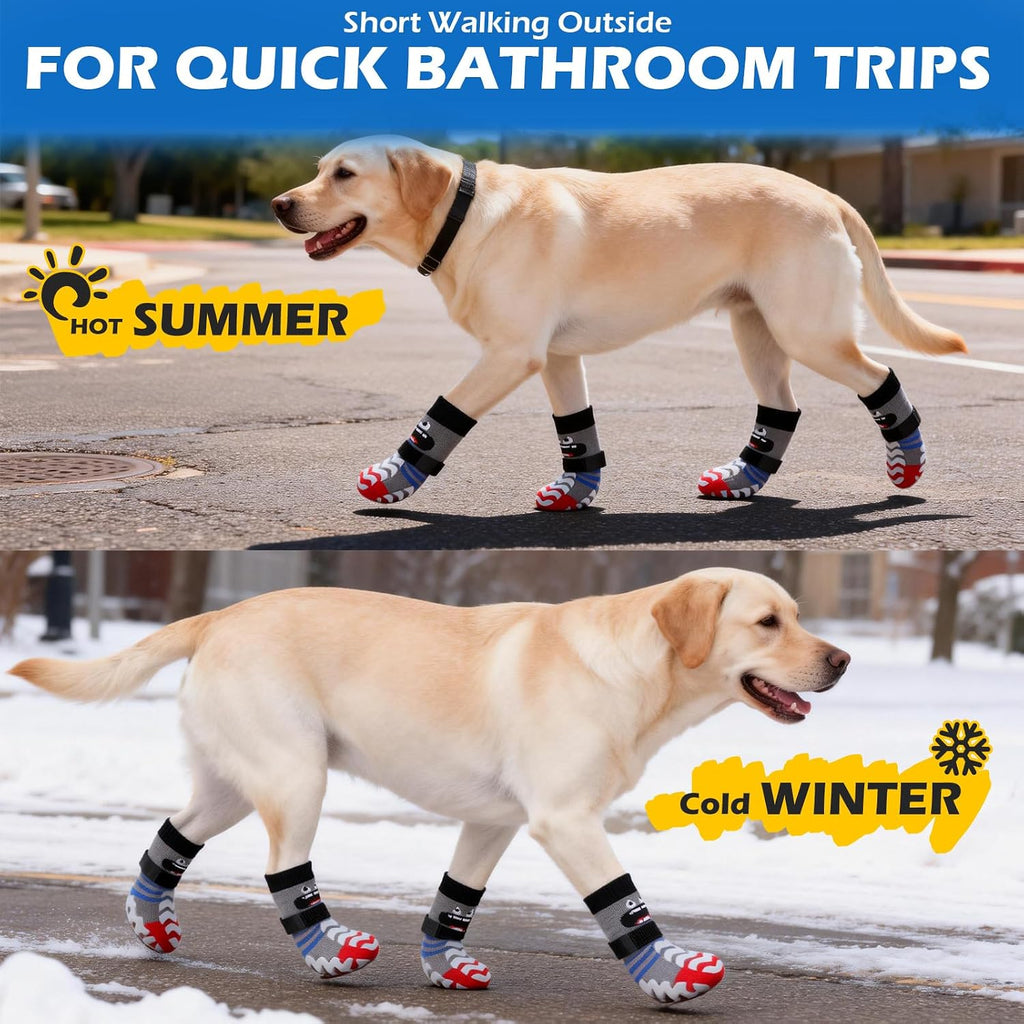 Dog Socks to Prevent Licking Paws with Grippers for Hardwood Floors Anti Slip, Cute Double Sides Dog Winter Shoes Booties Boots & Paw Protectors with for Small Medium Large Senior Dogs M