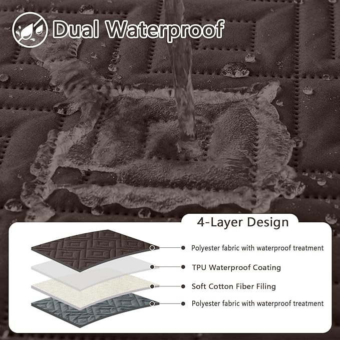hyha Waterproof Dog Blanket, Soft Pet Bed Blankets, Waterproof Sofa Couch Cover for Dogs Washable, Reversible Pet Couch Covers for Sofa Furniture (82x102 Inch, Chocolate/Dark Grey)