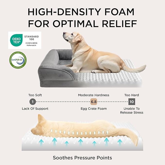Bedsure Orthopedic Dog Beds Large Sized Dog - Washable Large Dog Cat Bed Waterproof, Comfort Dogs Couch Sofa with Washable Removable Cover, Pet Bed with Nonskid Bottom, Red, 35"