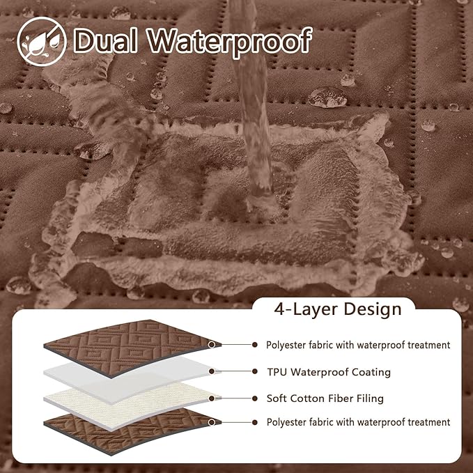 hyha Waterproof Dog Blanket, Soft Dog Bed Cover Pet Blankets, Waterproof Sofa Couch Cover for Dogs Washable, Reversible Pet Couch Covers for Sofa Furniture (40x70 Inch, Brown/Brown)