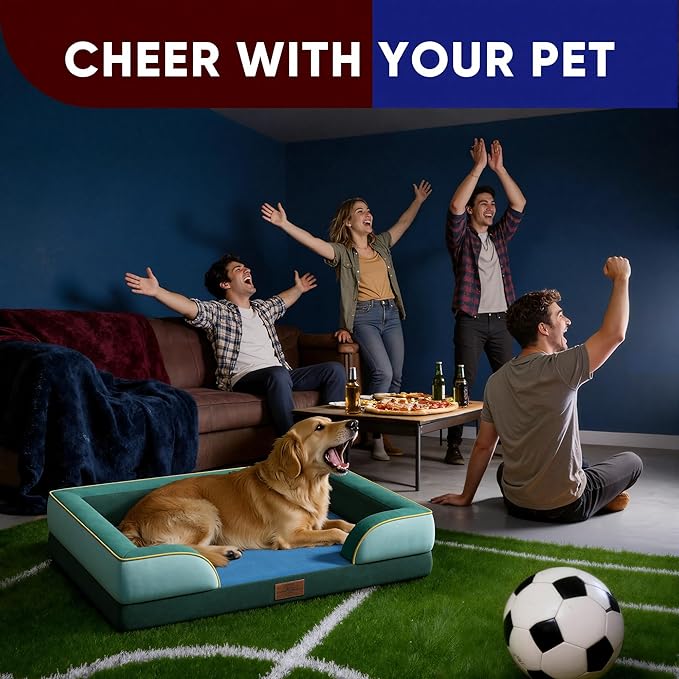 Comfort Expression Orthopedic Dog Bed for Extra Large Dogs 42x30 Inch, Waterproof Egg Crate Foam XL Pet Bed with Removable Bolsters, Dog Couch with Washable Cover & Non-Slip Bottom, Seattle