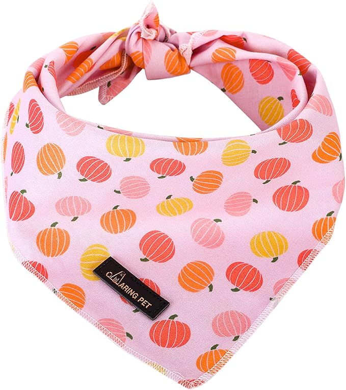 ARING PET Halloween Dog Bandanas, Cotton Pink Pumpkin Pet Bandanas Cute Triangle Bibs Scarf for Small Medium Large Boy Girl Dogs and Cats-S