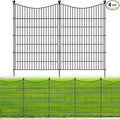 4 Panels No Dig Dog Fence Outdoor for Yard, 48 in(H) X 10.5 ft(L) Decorative Tall Garden Fence Animal Barrier, Rustproof Metal Wire Garden Edging and Borders, Temporary Fencing Stakes