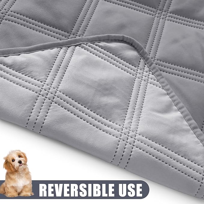 Smiry Waterproof Dog Bed Cover Blanket 52x82, Soft Reversible Pet Blanket, Washable Leakproof Cats Dogs Couch Cover for Sofa, Couch, Furniture, Grey/Light Grey