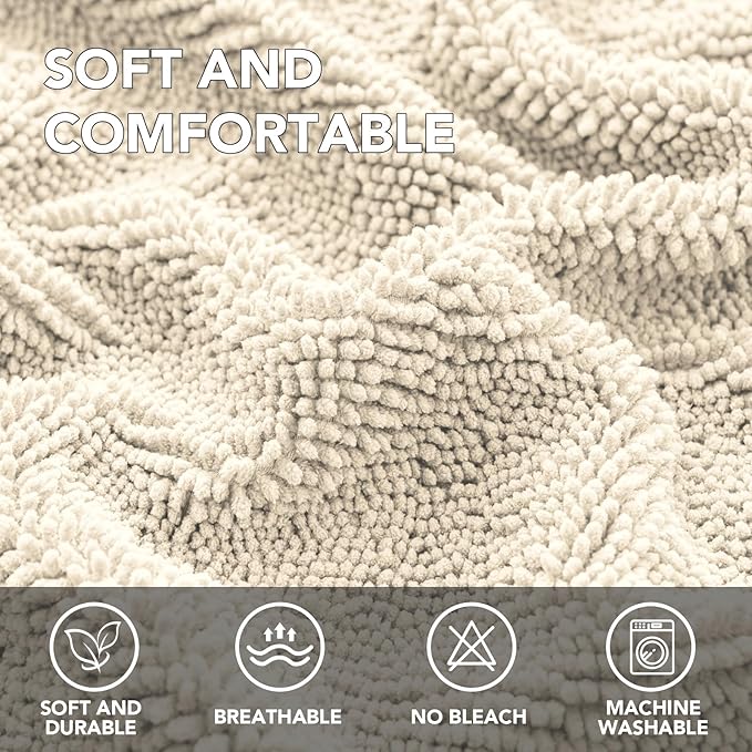 H.VERSAILTEX Non Slip Pet Couch Cover Chenille Dog Bed Protector Thick Soft Sofa Slipcover Pet Friendly Washable Couch Cushion Covers for Pets (30" x 53", Ivory)