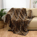 Bnuitland Leopard Print Fleece Flannel Throw Blanket with Storage Pouch for Bed Sofa Travel, 300 GSM Double Sided Super Soft Fuzzy Fluffy Cheetah Print Blanket for Adults and Kids, 50×60 inch