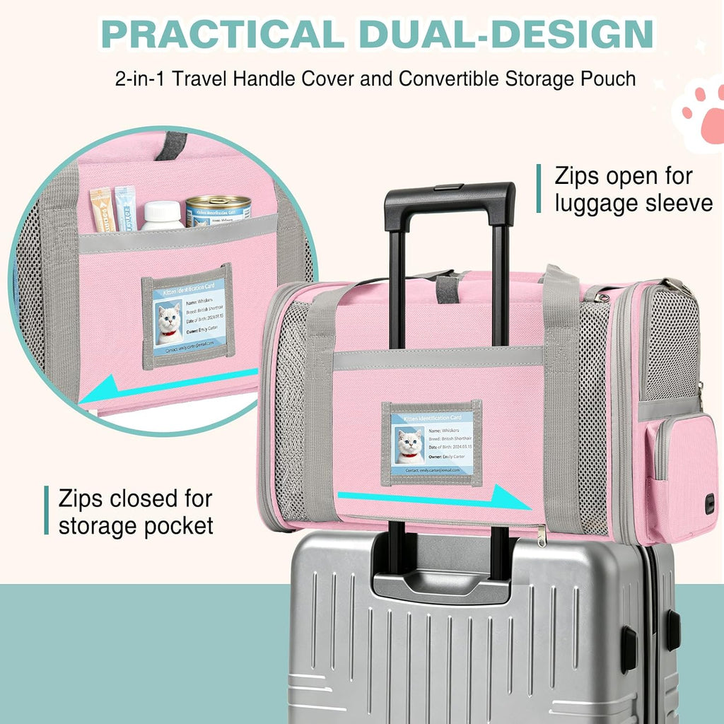 Cat Carrier Top Load, Privacy Curtains Soft Pet Travel Bag Airline Approved | Collapsible Soft-Sided Cat/Dog/Pet Carrier for Small Cats Dogs Puppy Under 16 lb, Washable Kitten Mesh Cage (16.9x10.8x10.8)