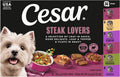 Cesar Wet Dog Food, Steak Lovers Variety Pack, 3.5 oz, 36 Count | Real meat #1 ingredient, easy peel trays, 100% complete & balanced, no fillers, no added sugar, no artificial flavors