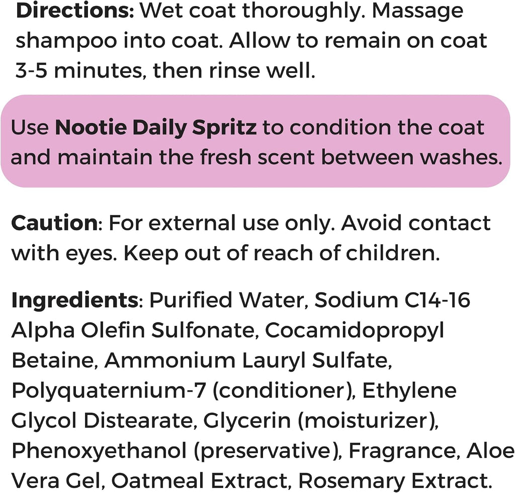 Nootie - Pet Shampoo for Sensitive Skin - Revitalizes Dry Skin & Coat - Natural Ingredients - Gentle Dog Shampoo - Cleans & Conditions