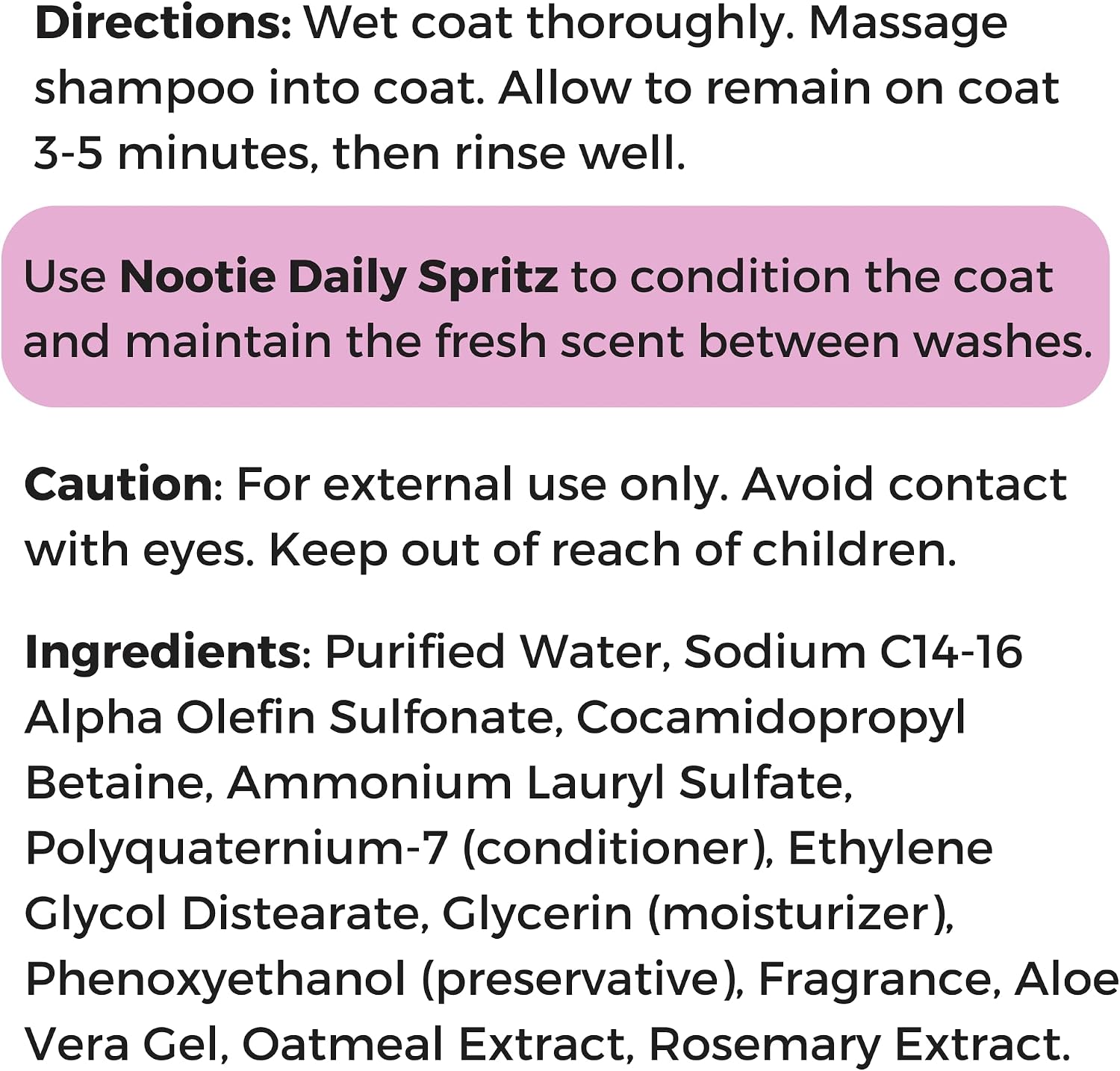 Nootie - Pet Shampoo for Sensitive Skin - Revitalizes Dry Skin & Coat - Natural Ingredients - Gentle Dog Shampoo - Cleans & Conditions