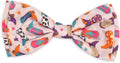 THE WORTHY DOG Food & Sport Print Pet Bow Ties for Dogs & Cats, Western | Stylish, Soft Printed Polyester Pet Bow Tie, Attach to Any Collar Easily with Touch Fastener, Wild Wild West, Beige, Large