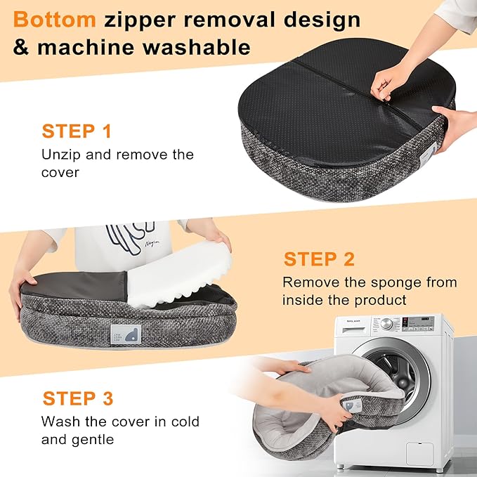 Orthopedic Cat Bed for Puppy & Kitten,Cat Sofa Bed with Egg Crate Foam Four Sided Dog Couch Beds with Removable Cover & Non-Slip Bottom Grey XS