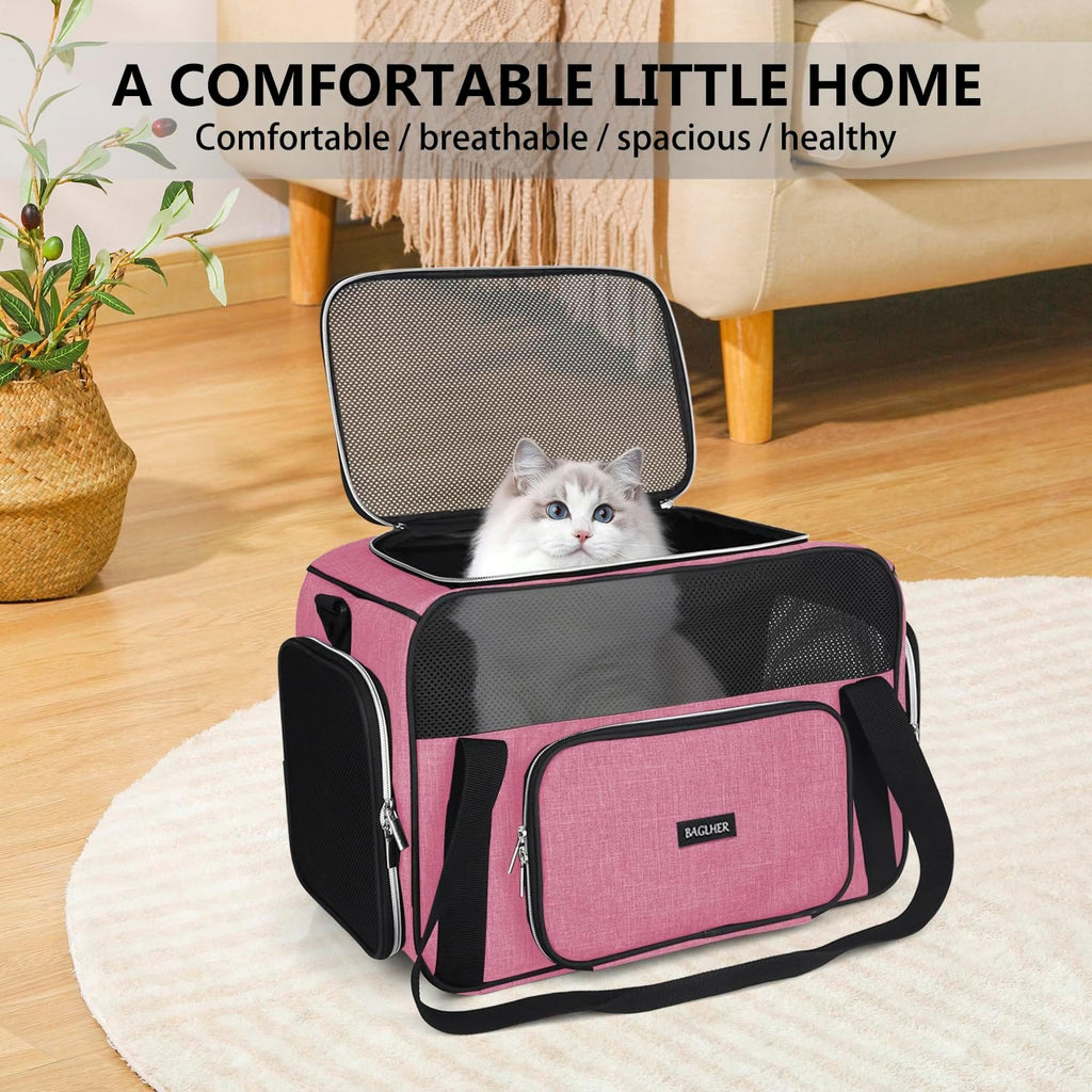 BAGLHER Pet Travel Carrier, Cat Carriers Dog Carrier for Small Medium Cats Dogs Puppies, Airline Approved Small Dog Carrier Soft Sided, Collapsible Puppy Carrier