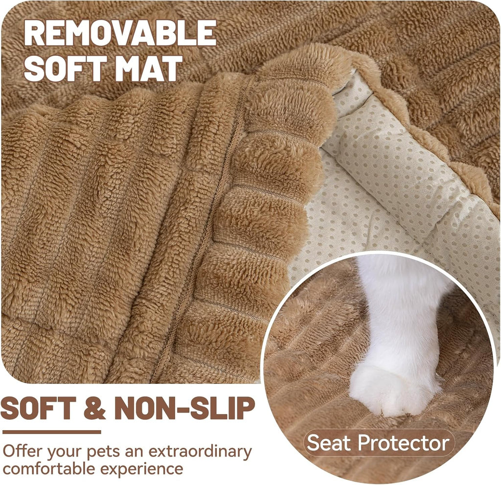 Dog Car Seat Waterproof Bed Cover Nonslip Car Back Seat Soft and Comfortabl | Pet Bed Mat Car Blanket for Travel Backseat Extender Seat Covers Dog Bed for Cars Trucks and SUVs (Brown Cover 23.6” x 51”)